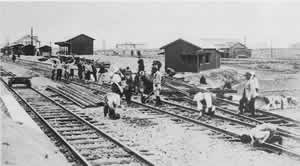 1935年（昭和10年）三津内海駅線路敷設工事